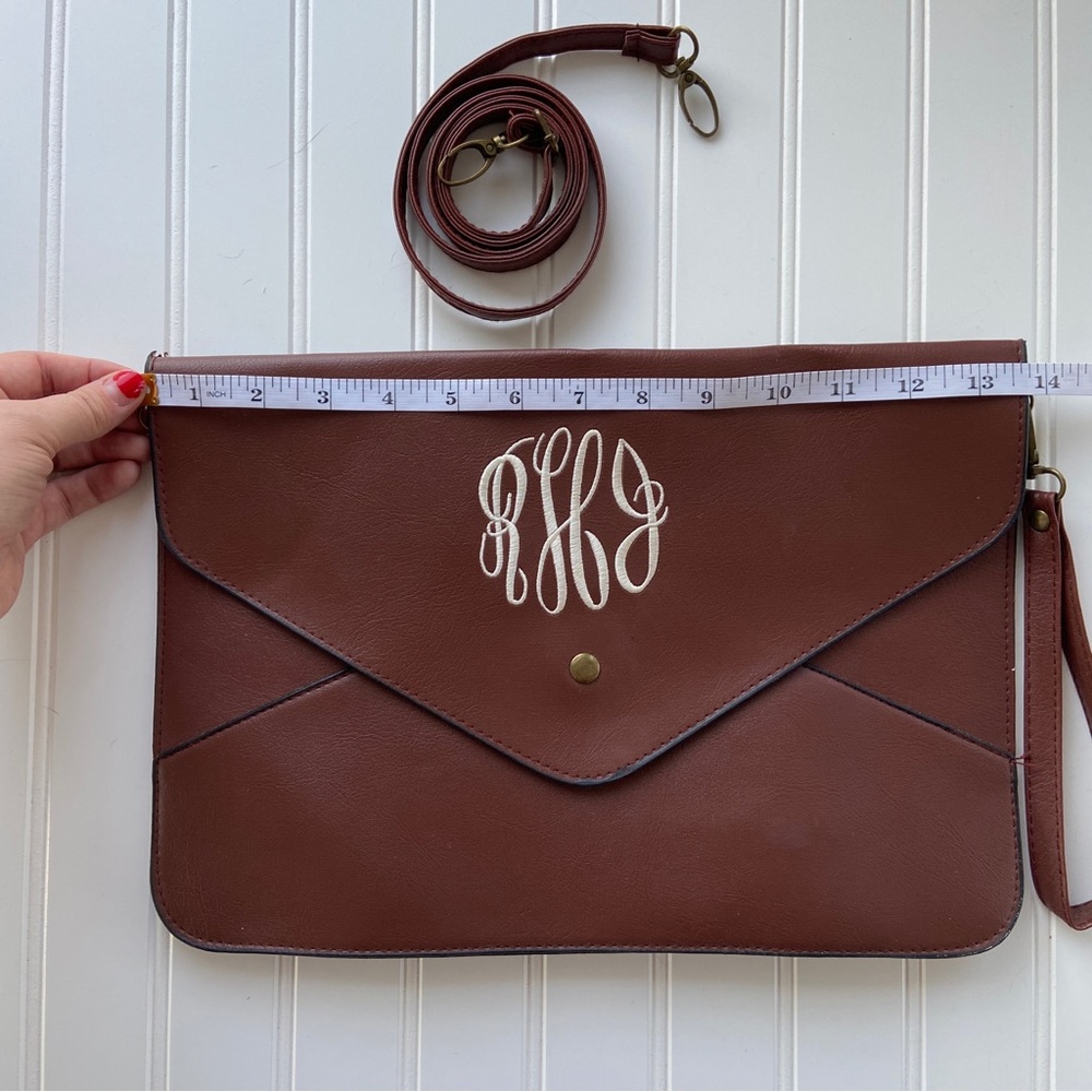 “rHj” Monogram Envelope faux leather convertible crossbody